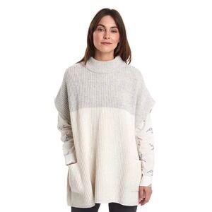 Barbour Womens Size S Dipton Cape Sweater Sleeveless Mock Neck Cream Gray